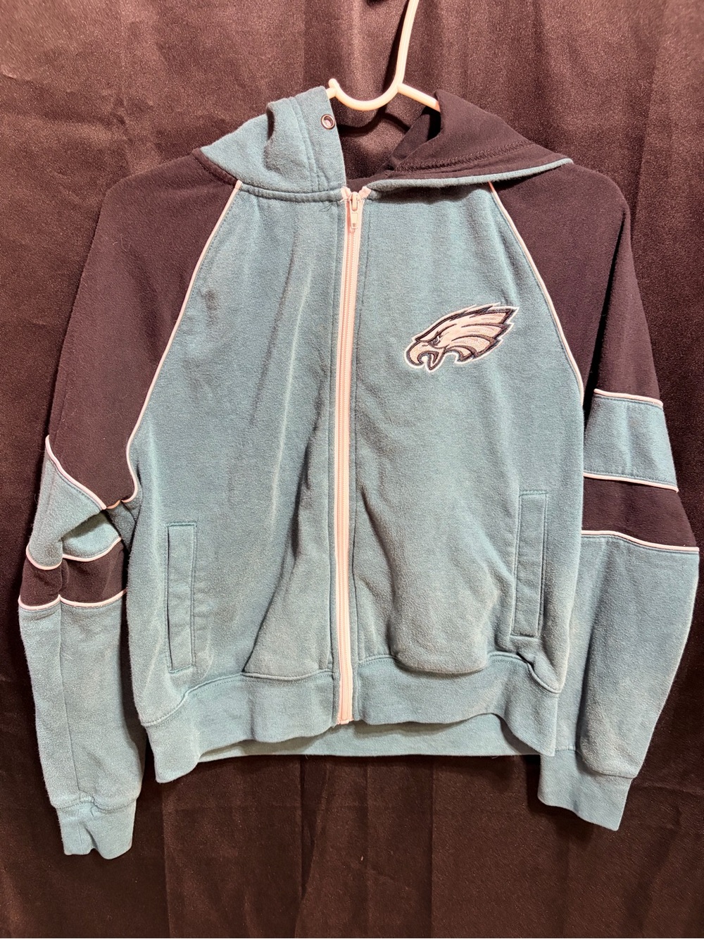 Philadelphia Eagles Women's Two-Tone Fleece Zip Hoodie - Teal/Black